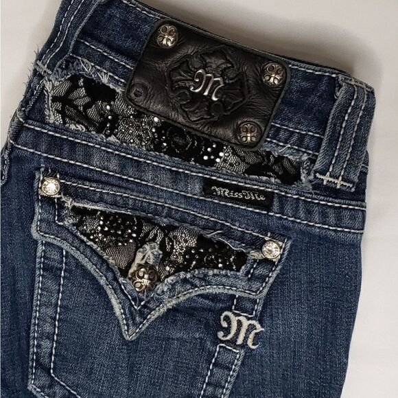Miss Me | Bootcut Jeans with Black Lace Detail - Picture 2 of 7